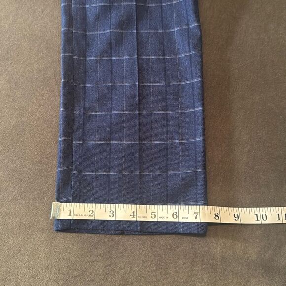 Men’s Blue Plaid 3 Piece Slim Fit Suit Notched Lapel Jacket 34 Pants 32 NEW - Picture 13 of 16